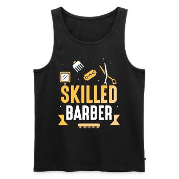 Barbier formé Barbier Barbershop Barbershop - Débardeur bio Premium Homme - noir - Devant - AI Model Male 178 light (178cm)