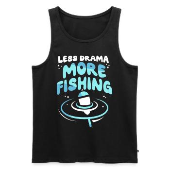 Moins de drame Plus de pêche Pêche Pêcheurs Pêcheur Pêcheur - Débardeur bio Premium Homme - noir - Devant - Michal (187cm)