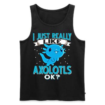 J’aime vraiment les axolotls Ok? Axolotl sucré - Débardeur bio Premium Homme - noir - Devant - AI Model Male 178 light (178cm)