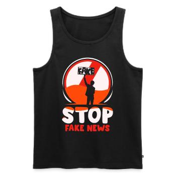 Halte aux fake news Droit de la presse Liberté de la presse - Débardeur bio Premium Homme - noir - Devant - AI Model Male 178 light (178cm)