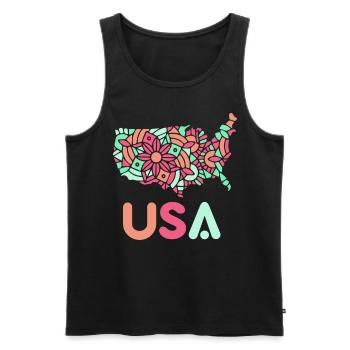 États-Unis Patriotes Américains États-Unis Amérique - Débardeur bio Premium Homme - noir - Devant - Michal (187cm)