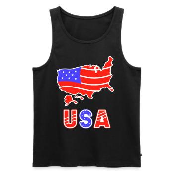 États-Unis Américains Amérique États-Unis Patriotique - Débardeur bio Premium Homme - noir - Devant - Michal (187cm)