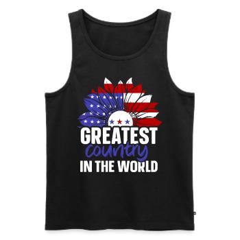 Le plus grand pays du monde USA Amérique US - Débardeur bio Premium Homme - noir - Devant - Michal (187cm)