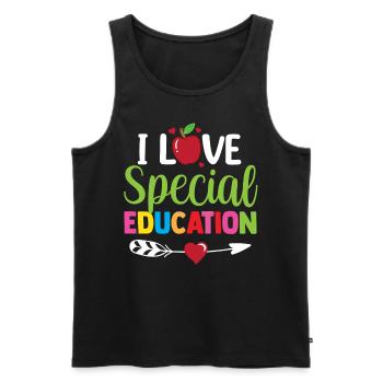 J’aime l’éducation spécialisée Enseignante en éducation spécialisée - Débardeur bio Premium Homme - noir - Devant - Michal (187cm)