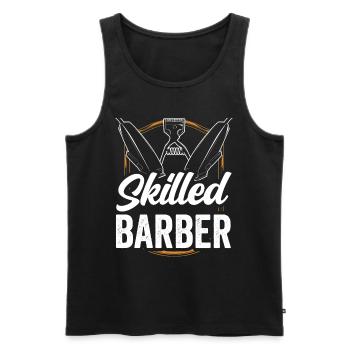 Barbier formé Barbier Barbier Barbershop - Débardeur bio Premium Homme - noir - Devant - AI Model Male 178 light (178cm)