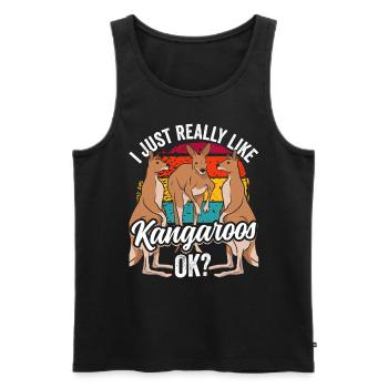 J’aime beaucoup les kangourous animaux kangourou - Débardeur bio Premium Homme - noir - Devant - Michal (187cm)