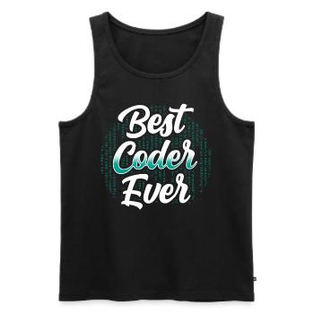 Meilleur programmeur de code de code jamais Coder - Débardeur bio Premium Homme - noir - Devant - AI Model Male 178 light (178cm)