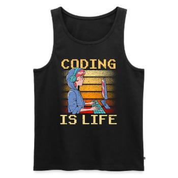 Coding is Life Coder Code Programmer - Men's Premium Organic Tank Top - black - Front - AI Model Male 178 light (178cm)