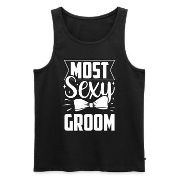 Sexy Groom Sayings Party Wedding Marriage - Men's Premium Organic Tank Top - black - Front - Michal (187cm)