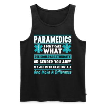 Paramedics I Care For All Religion Race Gender - Men's Premium Organic Tank Top - black - Front - Michal (187cm)