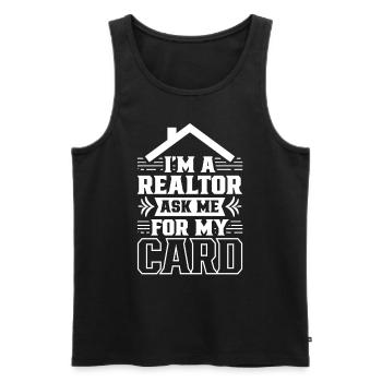 I'm a real estate agent asking me for my card - Men's Premium Organic Tank Top - black - Front - Michal (187cm)