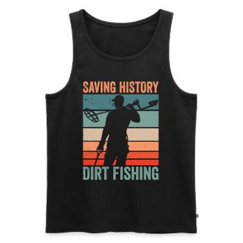 Saving History Dirt Fishing Metal Detecting - Men's Premium Organic Tank Top - black - Front - AI Model Male 178 light (178cm)