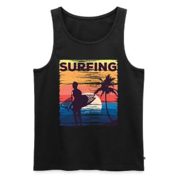 Surf Surf Surfer Planche de surf Surf - Débardeur bio Premium Homme - noir - Devant - AI Model Male 178 light (178cm)