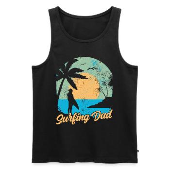 Surfing Father Surfing Surfing Surfing Planche de surf Surfer - Débardeur bio Premium Homme - noir - Devant - AI Model Male 178 light (178cm)