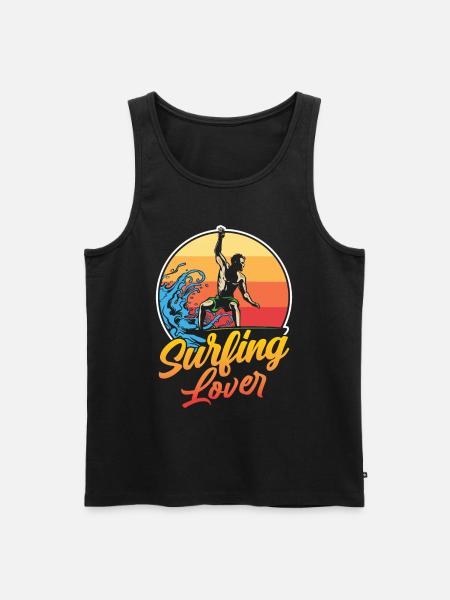 Surfing Lovers Surfboard Surfer Surfing - Men's Premium Organic Tank Top - black