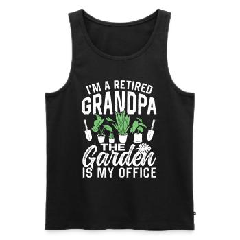 Je suis un grand-père à la retraite Le jardin est mon bureau - Débardeur bio Premium Homme - noir - Devant - Michal (187cm)