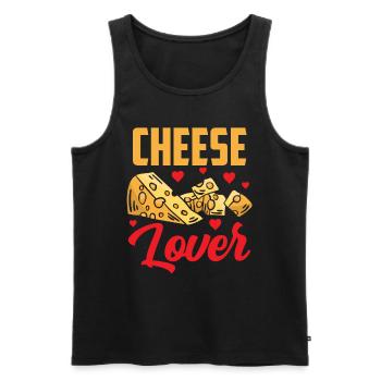 Amateurs de fromage Les amateurs de fromage adorent les dictons doux - Débardeur bio Premium Homme - noir - Devant - AI Model Male 178 light (178cm)