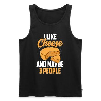 J’aime le fromage et peut-être 3 personnes amateurs de sucreries - Débardeur bio Premium Homme - noir - Devant - Michal (187cm)
