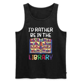 I would rather be in the library Books - Men's Premium Organic Tank Top - black - Front - Michal (187cm)