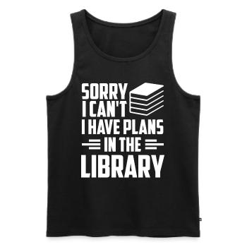 Kann Nicht Ich Habe Pläne In Der Bibliothek Bücher - Männer Premium Bio Tank Top - Schwarz - Vorne - Michal (187cm)