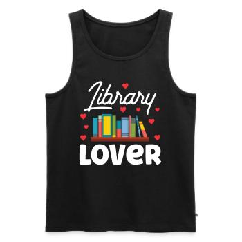 Bibliophile Bibliothécaire Livres Proverbes - Débardeur bio Premium Homme - noir - Devant - AI Model Male 178 light (178cm)