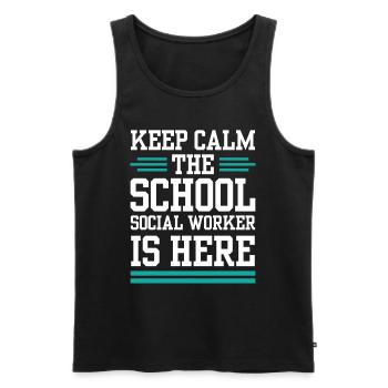 Ruhe Bewahren Der Schulsozialarbeiter Ist Da Beruf - Männer Premium Bio Tank Top - Schwarz - Vorne - Michal (187cm)