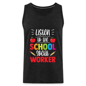 Ecouter le métier de travailleur social scolaire - Débardeur bio Premium Homme - charbon - Devant - Alexander (188cm)