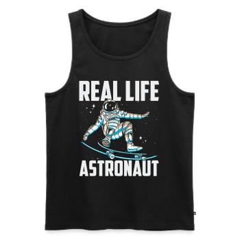 Astronaute de la vraie vie Astronomie Astronomique Fusée - Débardeur bio Premium Homme - noir - Devant - Michal (187cm)