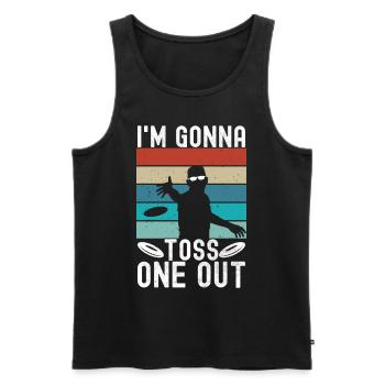 Disc Golf Disc Golfer - Men's Premium Organic Tank Top - black - Front - AI Model Male 178 light (178cm)