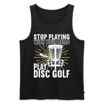 Disc Golf Disc Golfer - Men's Premium Organic Tank Top - black - Front - AI Model Male 178 light (178cm)