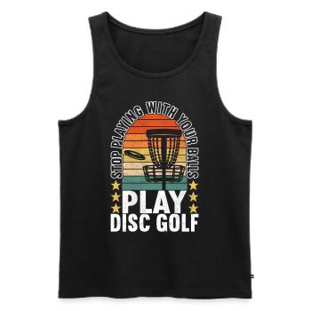 Disc Golf Disc Golfer - Men's Premium Organic Tank Top - black - Front - AI Model Male 178 light (178cm)