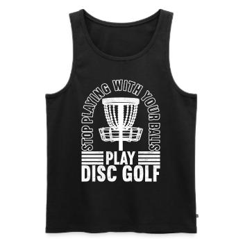 Disc Golf Disc Golfer - Men's Premium Organic Tank Top - black - Front - AI Model Male 178 light (178cm)