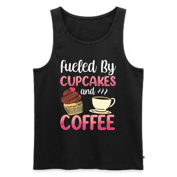 Propulsé par Cupcakes et Coffee Eating Cupcake - Débardeur bio Premium Homme - noir - Devant - AI Model Male 178 light (178cm)