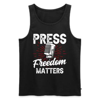 La liberté de la presse est importante - Débardeur bio Premium Homme - noir - Devant - AI Model Male 178 light (178cm)