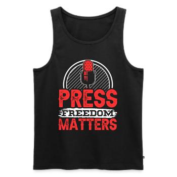 La liberté de la presse est importante - Débardeur bio Premium Homme - noir - Devant - AI Model Male 178 light (178cm)