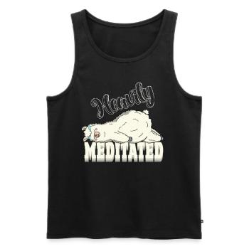Peaceful But Heavily Meditated Yoga Alpaca Lazy - Männer Premium Bio Tank Top - Schwarz - Vorne - AI Model Male 178 light (178cm)
