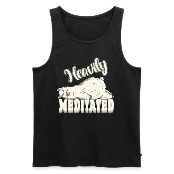 Peaceful But Heavily Meditated Yoga Lama Lazy - Männer Premium Bio Tank Top - Schwarz - Vorne - AI Model Male 178 light (178cm)