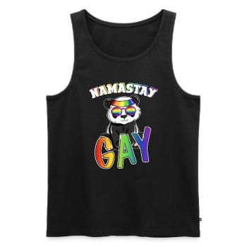 Self-Accepting Namaste Gay Meditator Colorful - Männer Premium Bio Tank Top - Schwarz - Vorne - Michal (187cm)