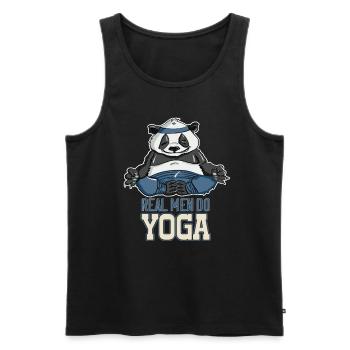 Real Man Do Yoga Divine Panda Cute Graphic - Männer Premium Bio Tank Top - Schwarz - Vorne - Michal (187cm)