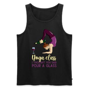 Comical Yoga Class I Thought You Said Pour A Glass - Männer Premium Bio Tank Top - Schwarz - Vorne - AI Model Male 178 light (178cm)