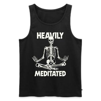 Heavily Meditated Skeleton Yogi Trendy Graphic - Männer Premium Bio Tank Top - Schwarz - Vorne - AI Model Male 178 light (178cm)
