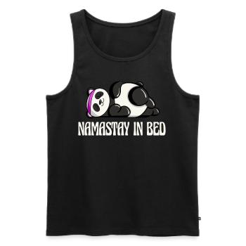 Nappy Namaste in Bed Panda Lazy Artwork - Männer Premium Bio Tank Top - Schwarz - Vorne - Michal (187cm)