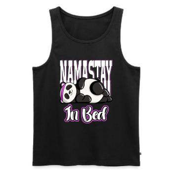 Tired Namaste in Bed Panda Lazy Artwork - Männer Premium Bio Tank Top - Schwarz - Vorne - Michal (187cm)