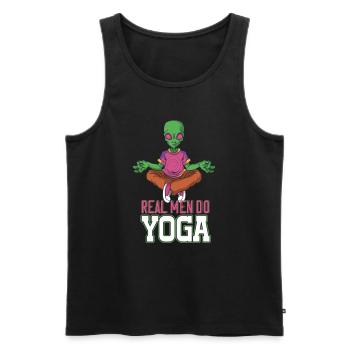 Real Man Do Yoga Zen like an Alien in the space - Männer Premium Bio Tank Top - Schwarz - Vorne - Michal (187cm)
