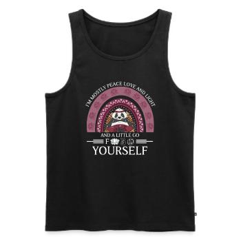 Im Mostly Peace Love and Light Cute Yoga Panda - Männer Premium Bio Tank Top - Schwarz - Vorne - Michal (187cm)