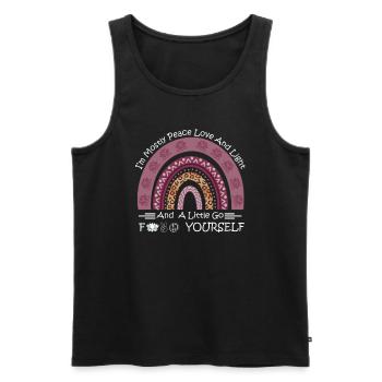 Im Mostly Peace Love and Light Cute Yoga Rainbow - Männer Premium Bio Tank Top - Schwarz - Vorne - Michal (187cm)