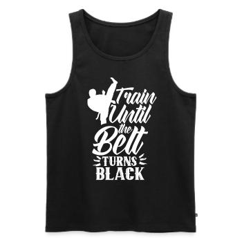 Train until the belt turns black MMA Gur - Men's Premium Organic Tank Top - black - Front - AI Model Male 178 light (178cm)