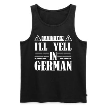 Attention je crie sur l’Allemagne allemande - Débardeur bio Premium Homme - noir - Devant - Michal (187cm)