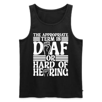 Taub Taubstumm Deaf - Männer Premium Bio Tank Top - Schwarz - Vorne - AI Model Male 178 light (178cm)