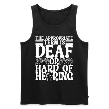 Taub Taubstumm Deaf - Männer Premium Bio Tank Top - Schwarz - Vorne - AI Model Male 178 light (178cm)